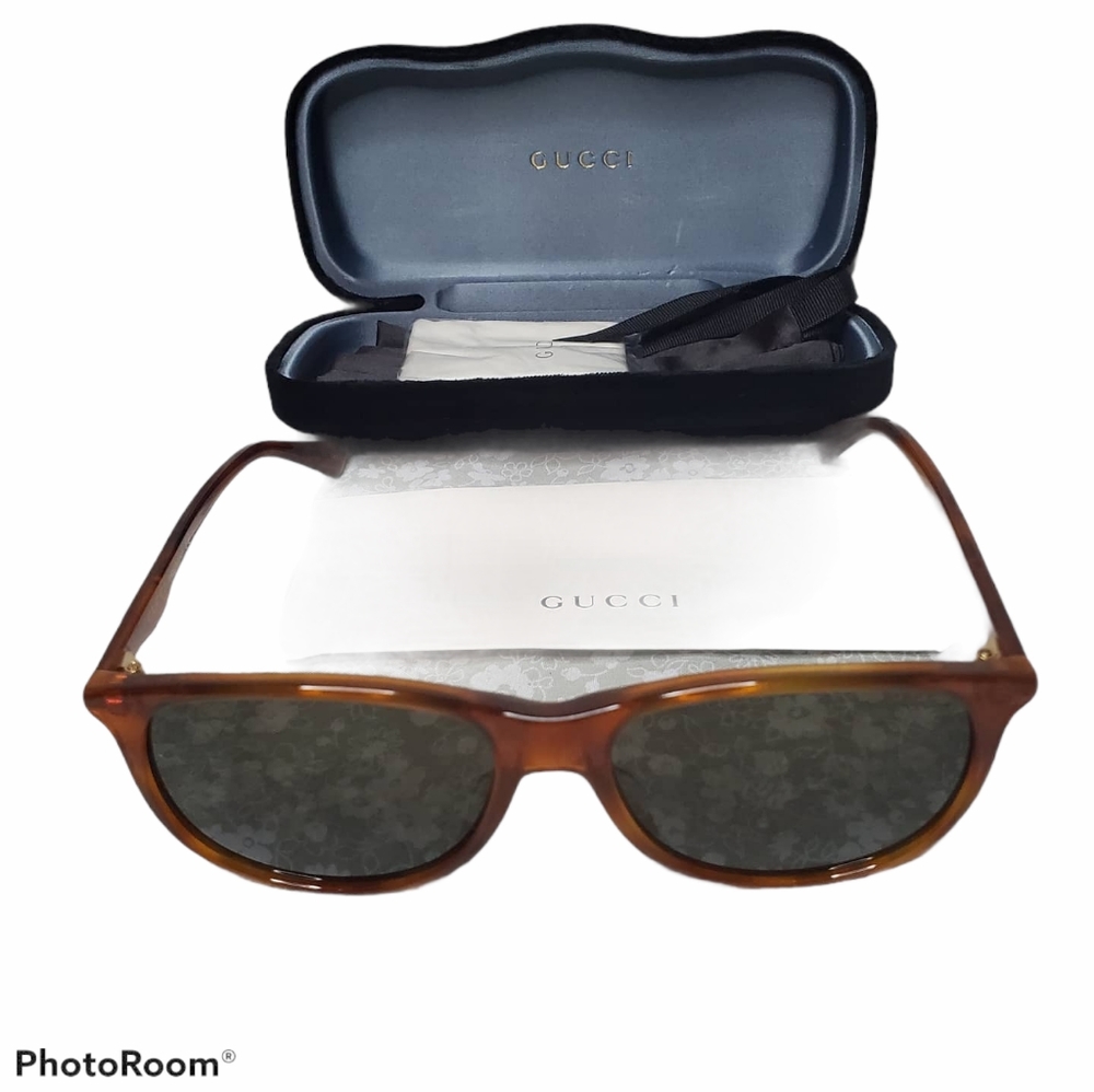 Gucci Shiny Light Havana Square Sunglasses 🕶
